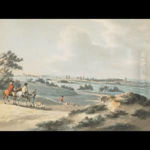 View Of Oxford With Figures On Horseback To The Fore by Peter La Cave