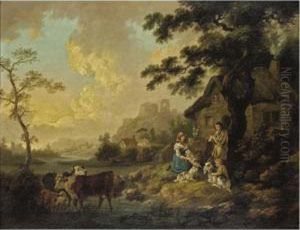 A Rustic Scene With Ruins Beyond
