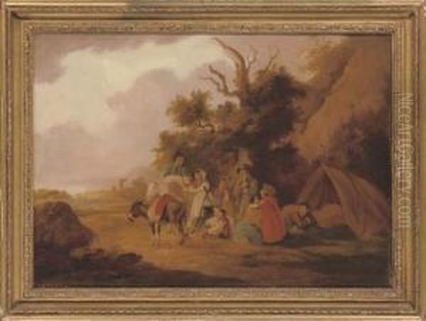Travellers At Rest In A Wooded Landscape - view 1