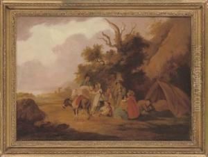 Travellers At Rest In A Wooded Landscape