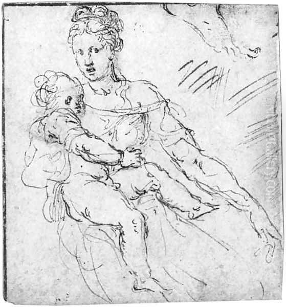 The Madonna and Child, with a subsidiary study of a foot - view 1