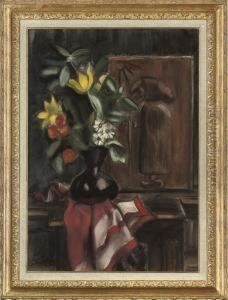 Tulips And Daisies In A Vase On A Table Tulips And Daisies In A Vase On A Table