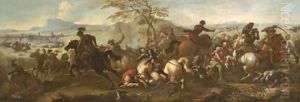 A cavalry battle between Christians and Turks