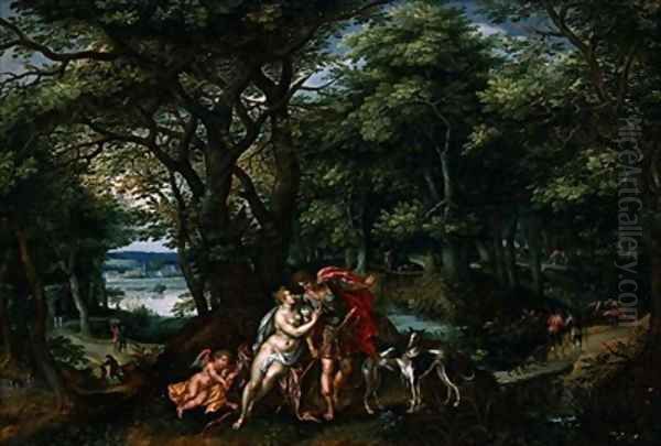 Venus and Adonis in a Wooded Landscape - view 1