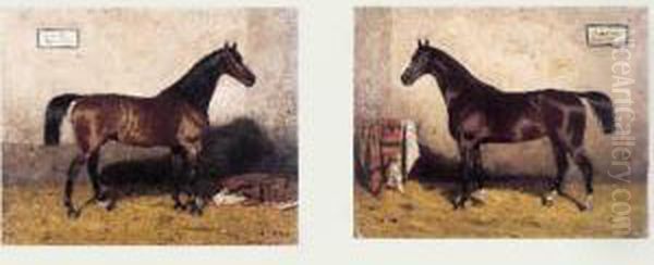 Chevaux A L'ecurie Avant La Course, Circa 1880 - view 1
