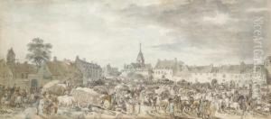 La Place Du Marche D'une Ville Du Nord by Jean-Baptiste Le Paon