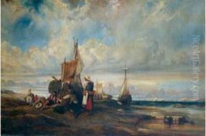 < Bateau De Peche Sur Cale A Maree Basse >.