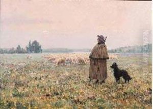 Berger Et Son Troupeau Au Soleil Couchant Berger Et Son Troupeau Au Soleil Couchant