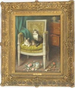 Interno Con Gatti In Poltrona by Jules Le Roy