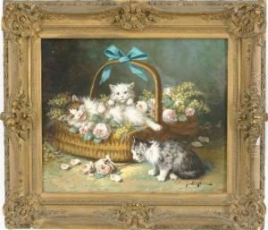Cestino Con Fiori E Gatti by Jules Le Roy