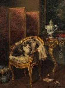 Chatons Dans Un Interieur by Jules Le Roy