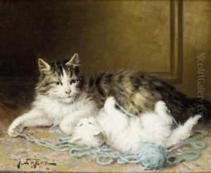 Chats Jouant Avec La Pelote by Jules Le Roy