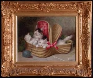 Kittens In Basket by Jules Le Roy
