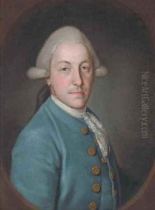 Portrait of a gentleman, bust-length, in a blue coat and lace cravat