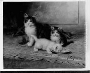 Les Chatons Sur Un Tapis by Jules Le Roy