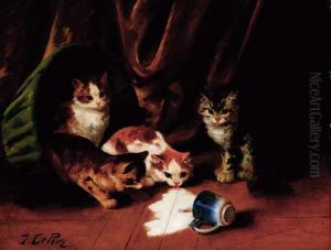 Kittens Enjoying Spilt Milk by Jules Le Roy