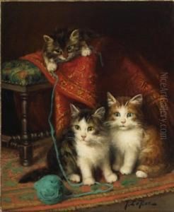 Kittens Playing With A Ball Of Yarn