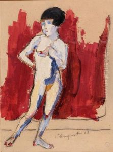 Nu Sur Fond Rouge by Maurice Le Scouezec
