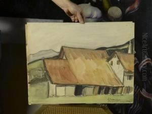 Haus Mit Stall In Hugellandschaft. 1927. by Maurice Le Scouezec
