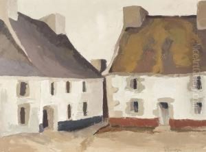 Dorfplatz Mit Weissen Hausern. by Maurice Le Scouezec