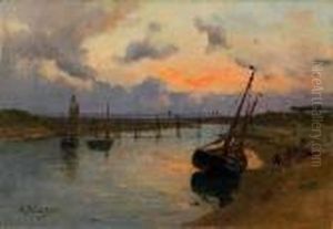 La Sortie De La Passe by Gustave Edouard Le Senechal De Kerdreoret