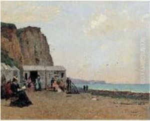 Une Journee A La Plage by Gustave Edouard Le Senechal De Kerdreoret
