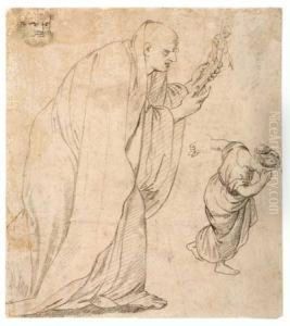 Study Of Two Figures by Eustache Le Sueur