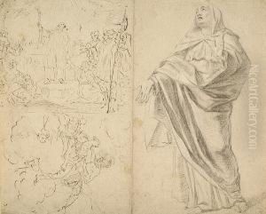 Mars And Venus; Standing Female
Figure, Jesuit Preaching And Mars And Venus: A Double Sided Work by Eustache Le Sueur