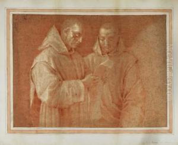 Study Of Two Standing Monks Reading - view 1