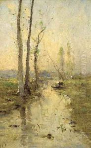 A stream running through a meadow by Jean-Baptiste-Camille Corot
