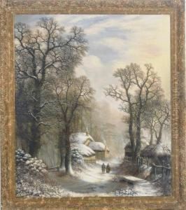 Cottages In A Winter Forest by Charles Leaver