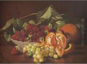 Still Life With Strawberries, Grapes And Oranges by Edward Chalmers Leavitt