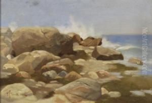 Rocky Shore Scene by Edward Chalmers Leavitt