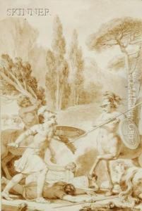 Battle Of The Centaurs by Jean Jacques Francois Le Barbier