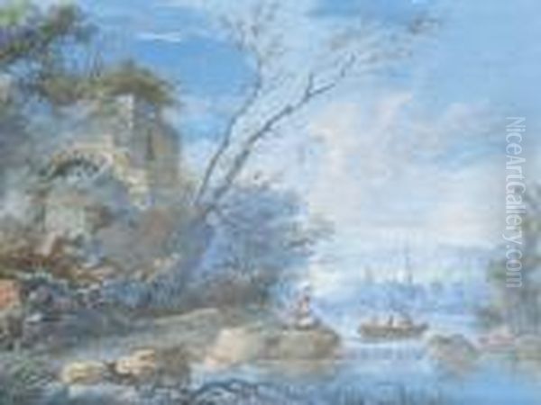 Paysage De Bord De Riviere Avec Barque - view 1