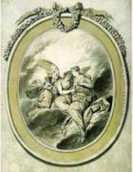 Allegorie De L'amour Dans Un Encadrement Ovale Dessine En Trompe-l'oeil - view 1