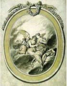Allegorie De L'amour Dans Un Encadrement Ovale Dessine En Trompe-l'oeil