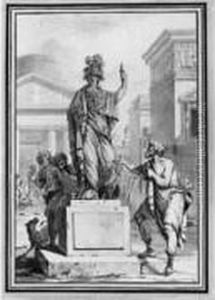 Philosophe Grec Devant Une Statue De Minerve. by Jean Jacques Francois Le Barbier