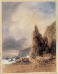 Rocher Dit La "demoiselle" Sur Le Site Du Chaos De Longues-sur-mer, Pres D'arromanches by Hippolyte Gabriel Lebas