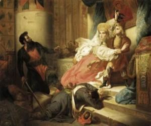 Princess Naryshkina Protecting The Young Peter The Great by Klavdiy Vasilievich Lebedev