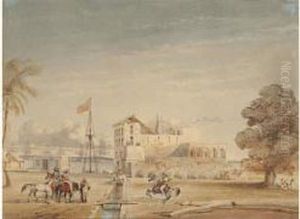 Des Cavaliers Dans Un Port Oriental, Une Armada En Arriere
Plan by Louis Lebreton