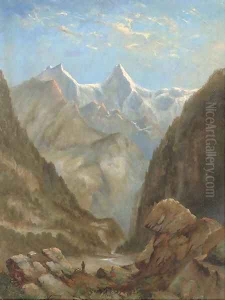 Figures in an Alpine landscape - view 1