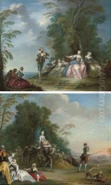 Figures At Rest On A Wooded Summit - view 1