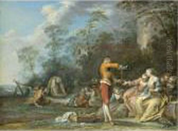 A Fete Galante With Figures Picnicking In A Landscape - view 1