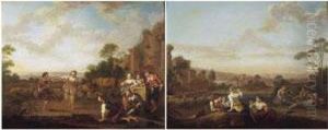 Pas De Danse Devant Des Ruines Antiques Dans Un Paysage. by Sebastien Jacques Leclerc Des Gobelins