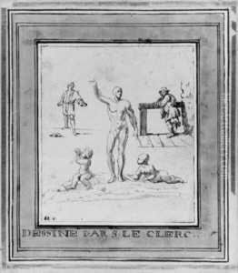 Skizzenblatt Mit Figurenstudien 
(zwei Stehende Manner Und Ein Stehender Mann Mit Zwei Kindern).
