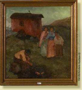 Feu De Camp Chez Les Tsiganes by Jean-Baptiste Lucien