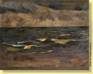 Coucher De Soleil En Mer Du Nord by Victor Leclercq