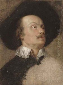 Portrait of a gentleman, bust-length, in a black hat by Gonzales Coques
