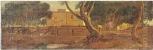 Egypte. Route De Choubra Au Caire. by Jean-Jules-Antoine Lecomte du Nouy